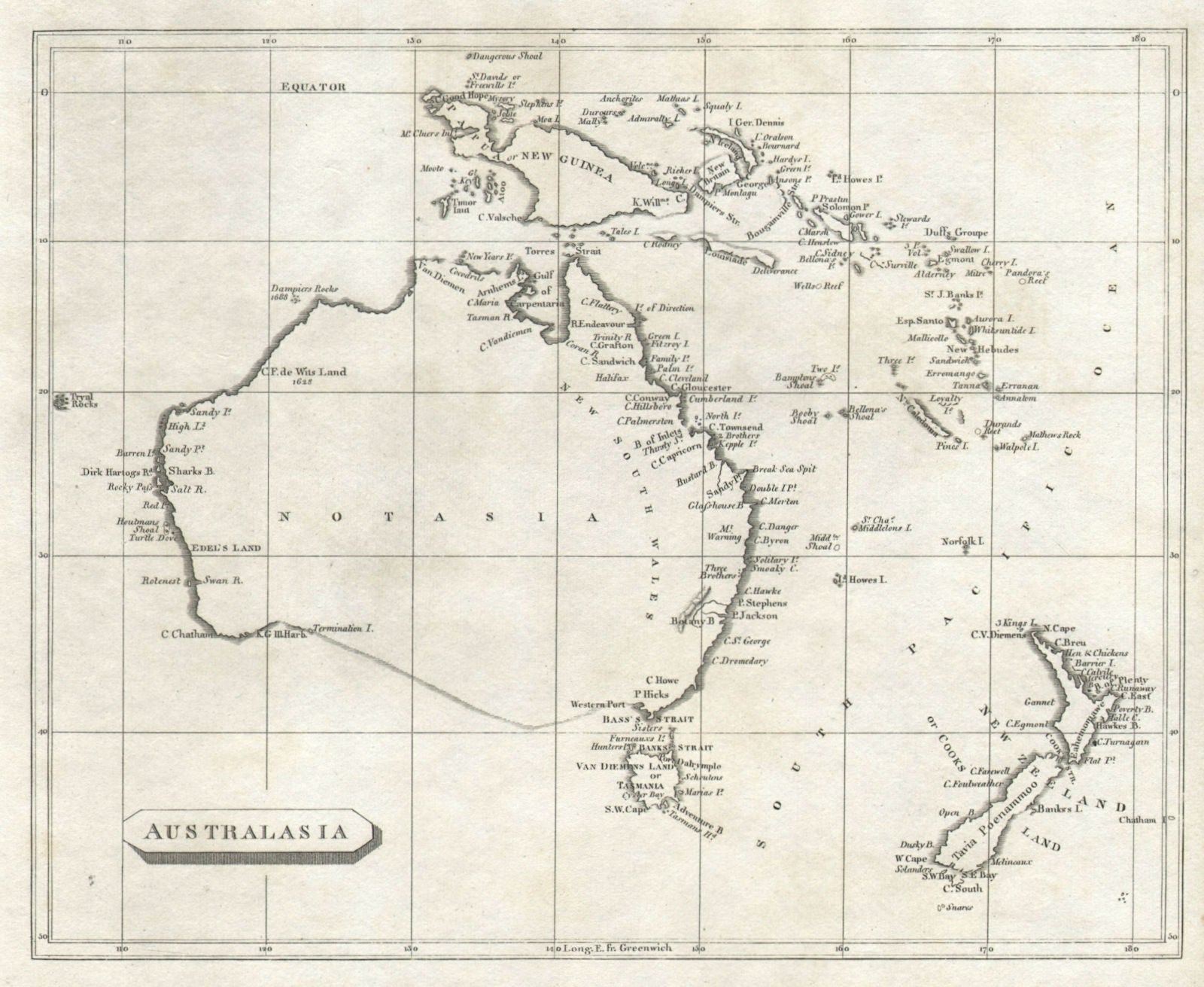 Australasia. Australia Notasia New Zealand Cook's Land ARROWSMITH/LEWIS 1812 map
